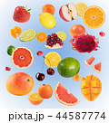 Collage of different fruits on a blue background 44587774