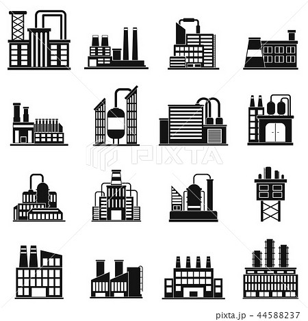 Industrial building factory simple icons 44588237