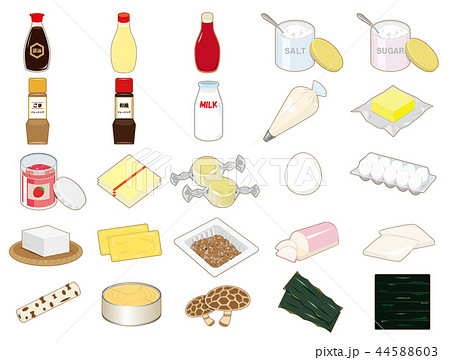 食材イラスト 調味料 乳製品 大豆製品 加工品アイコン集 のイラスト素材