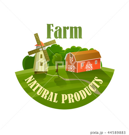 Green label of healthy natural farm fresh food 44589883