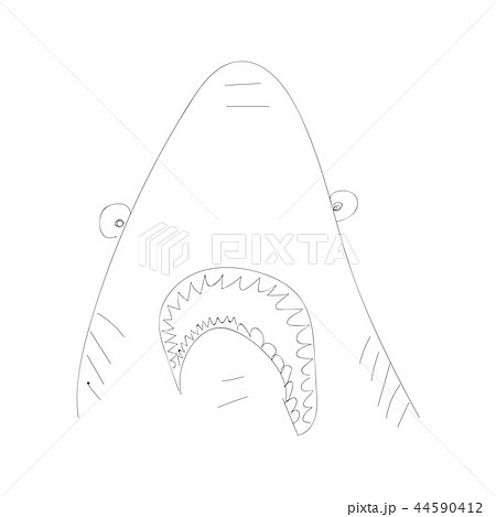 Hand drawn funny crazy contoured shark. Hand drawn funny crazy contoured shark. 44590412