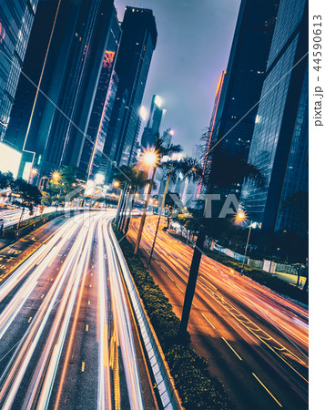 Street traffic in Hong Kong at night 44590613