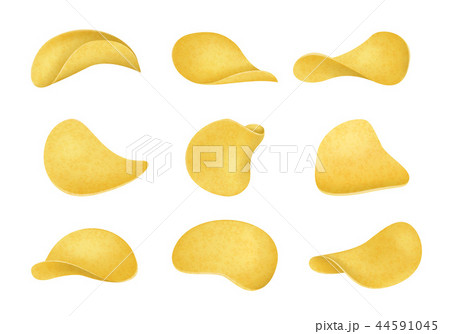 Realistic Detailed 3d Potato Chips Set Different View. Vector 44591045