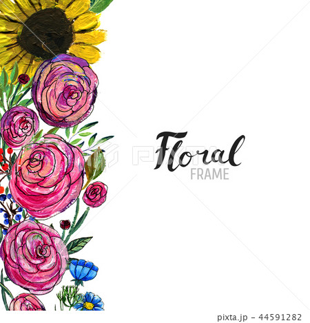 Hand drawn Flower Border 44591282