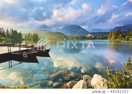 Mountain lake in Slovakia. Strbske Pleso. Europe 44591357