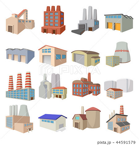 Industrial Building Factory Iconsのイラスト素材