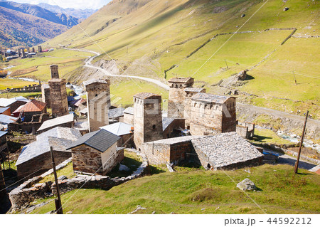 Ushguli village with old towers, Unesco heritage 44592212