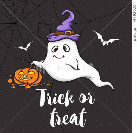 Halloween greeting card with little ghost 44592629