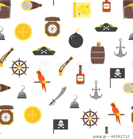 Cartoon Pirate Signs Seamless Pattern Background. Vector 44592712