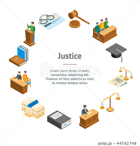 Law Court 3d Banner Card Circle Isometric View. Vector 44592748