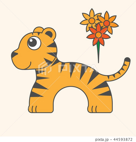 Tiger cartoon style, vector art for kids 44593872