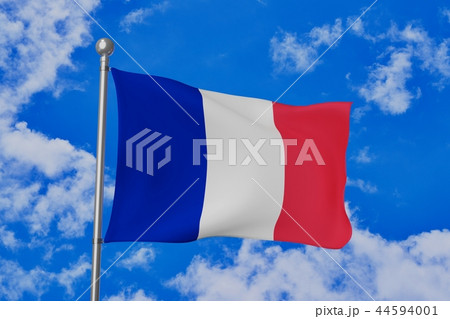 はためくフランスの国旗のイラスト素材 はためくフランスの国旗のイラスト素材