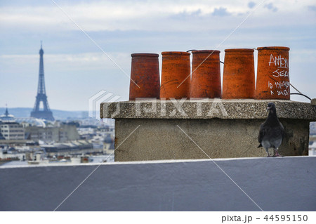 The roofs of Paris and its chimneys under a clouds sky The roofs of Paris and its chimneys under a clouds sky 44595150