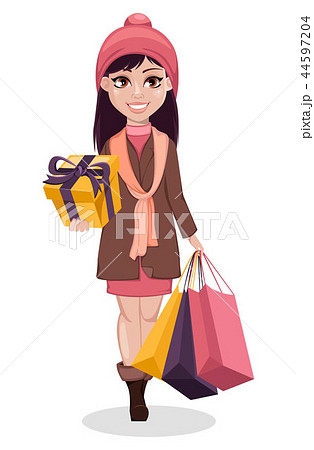 Black Friday. Beautiful girl, cartoon character Black Friday. Beautiful girl, cartoon character 44597204