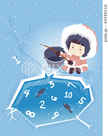 Kid Girl Ice Age Numbers Pond Illustration Kid Girl Ice Age Numbers Pond Illustration 44599219