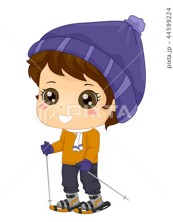 Kid Boy Snow Walking Illustration 44599224