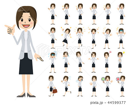 会社員 女性 表情 仕草セットのイラスト素材