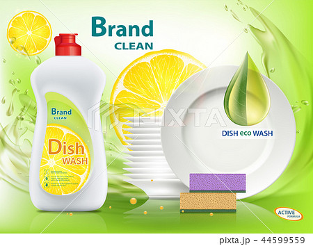 Dishwashing liquid soap with lemon. 44599559