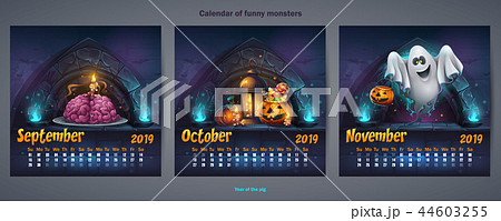 Set of autumn months calendar 2019 44603255