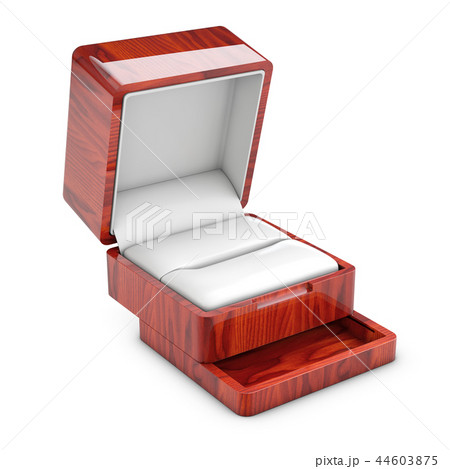 Empty Red Wood Opened gift jewelry box Close up 44603875