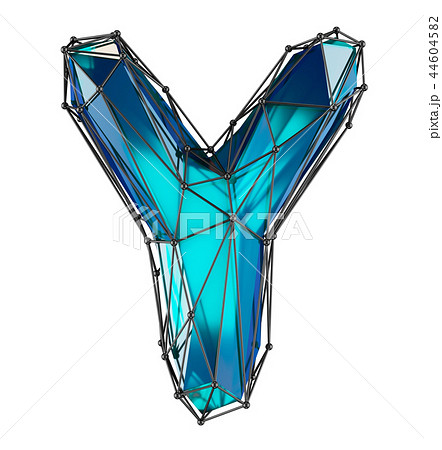 Low Poly Alphabet Letter Y. Blue color Isolated white 44604582