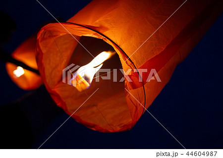 Close up view of two chinese flying lanterns 44604987