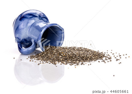 Fresh mottled chia seeds isolated on white Fresh mottled chia seeds isolated on white 44605661