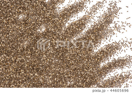 Fresh mottled chia seeds isolated on white 44605696