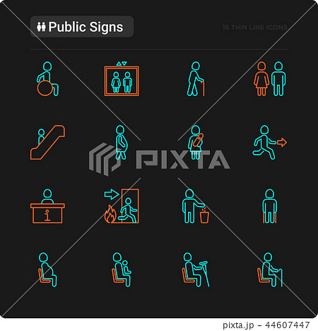 Public signs thin line icons set 44607447