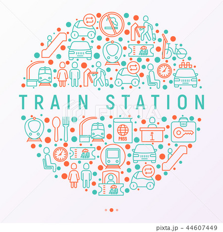 Train station concept in circle Train station concept in circle 44607449