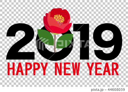 年賀　2019　happy new year　椿 44608039