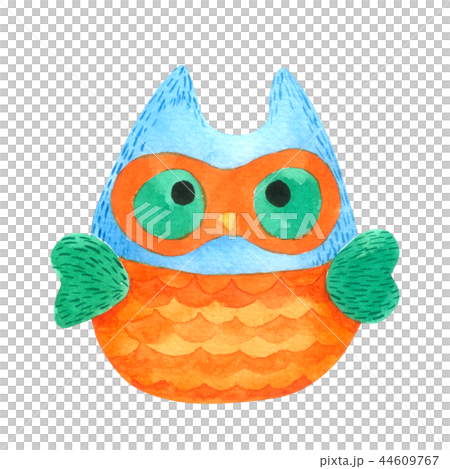 Owl cartoon watercolor isolated white background 44609767