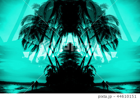 Silhouettes of palm trees 44610151