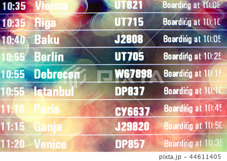 board airport departures schedule / departure of city airplanes flights font at the airport 44611405