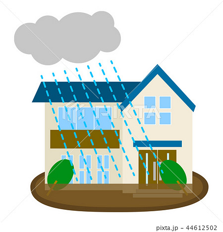 災害 住宅 水害 泥水のイラスト素材