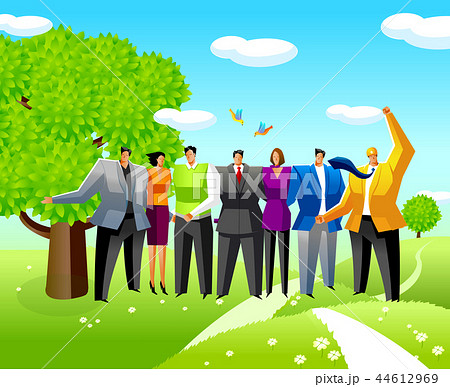 ビジネスマン ビジネスウーマン 挙手 44612969
