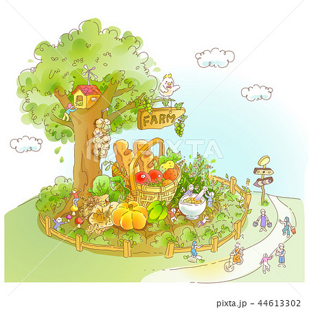 バスケット かご 鳥のイラスト素材