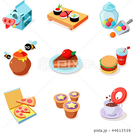 カラフル 食べ物 フードのイラスト素材