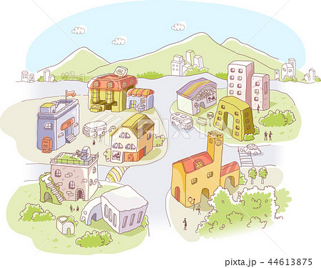 住宅 イラスト 山 44613875
