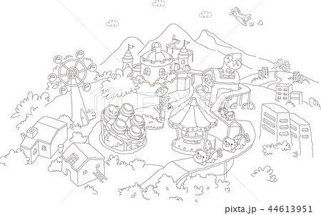 遊園地 建築 モノクロのイラスト素材