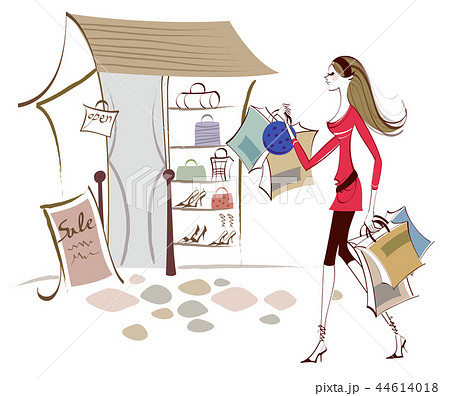 ショッピング 買い物 女性のイラスト素材