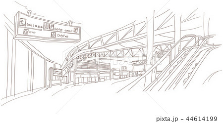 エスカレーター 高架道路 モノクロのイラスト素材