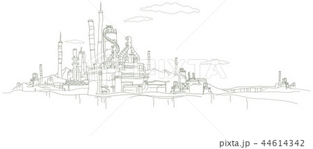 モノクロ イラスト 発電所のイラスト素材