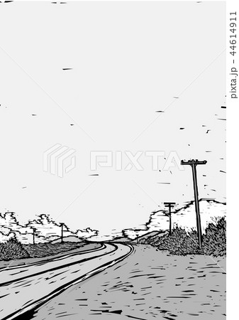 モノクロ 風景 鉄道 44614911