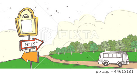 バス 風景 交通のイラスト素材