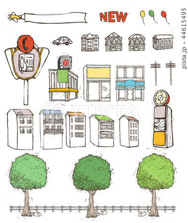 建築 自動車 時計のイラスト素材