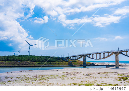 （静岡県）菊川河口の潮騒橋と風車 44615947