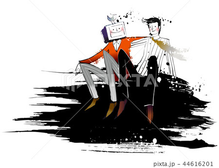 肩組み モニター 友情のイラスト素材