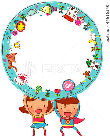 円形 英雄 腕広げる 44616340