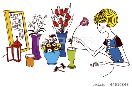 花 横顔 花瓶 44616348